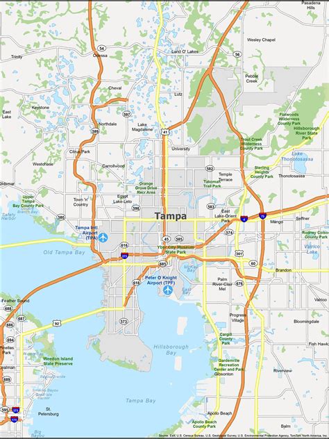Map of Tampa Bay Florida